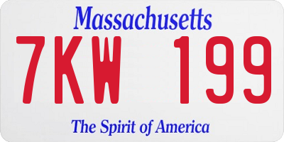 MA license plate 7KW199