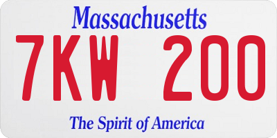 MA license plate 7KW200