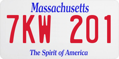 MA license plate 7KW201