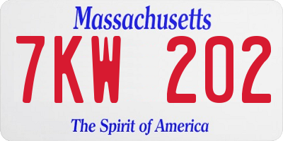 MA license plate 7KW202