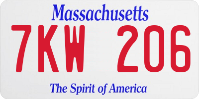 MA license plate 7KW206