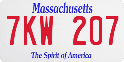 MA license plate 7KW207