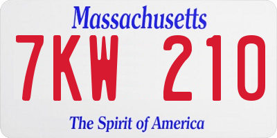 MA license plate 7KW210