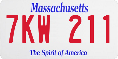 MA license plate 7KW211