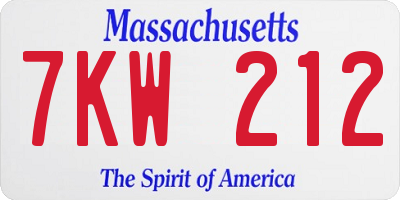MA license plate 7KW212