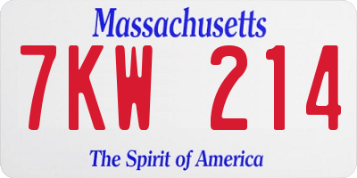 MA license plate 7KW214