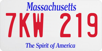 MA license plate 7KW219