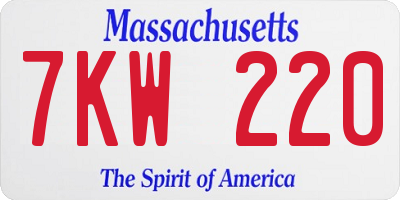 MA license plate 7KW220