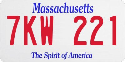 MA license plate 7KW221