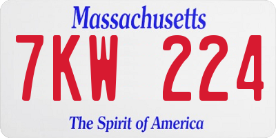 MA license plate 7KW224