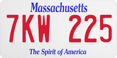 MA license plate 7KW225