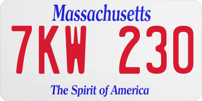 MA license plate 7KW230