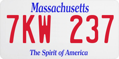 MA license plate 7KW237