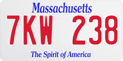 MA license plate 7KW238