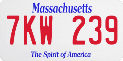 MA license plate 7KW239