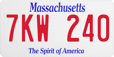 MA license plate 7KW240