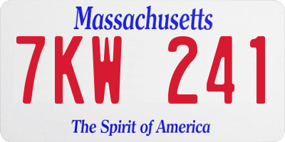 MA license plate 7KW241