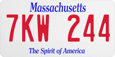 MA license plate 7KW244