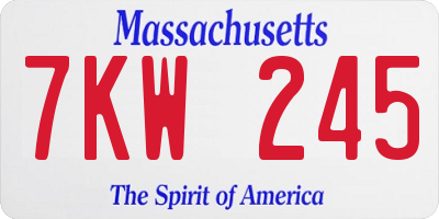 MA license plate 7KW245