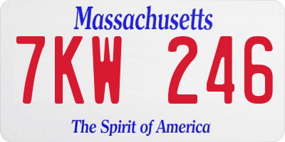 MA license plate 7KW246