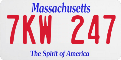 MA license plate 7KW247