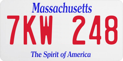 MA license plate 7KW248