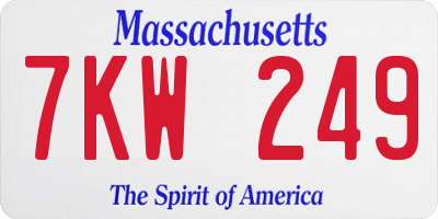 MA license plate 7KW249
