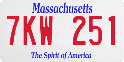 MA license plate 7KW251