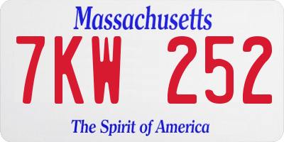 MA license plate 7KW252