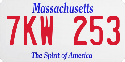 MA license plate 7KW253