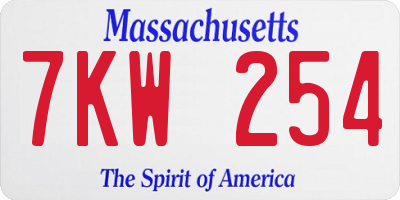 MA license plate 7KW254