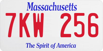 MA license plate 7KW256