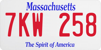 MA license plate 7KW258