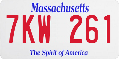 MA license plate 7KW261