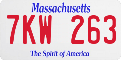 MA license plate 7KW263