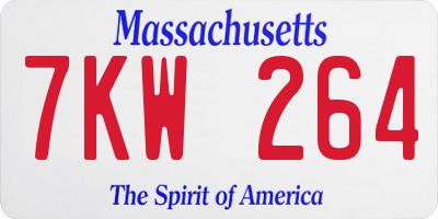 MA license plate 7KW264