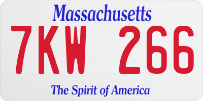 MA license plate 7KW266