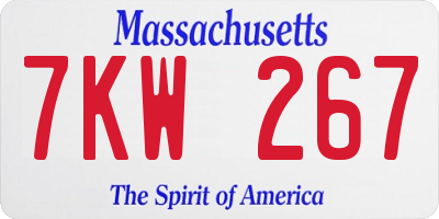 MA license plate 7KW267