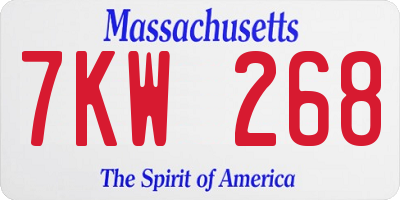 MA license plate 7KW268