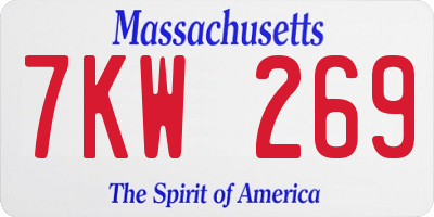 MA license plate 7KW269