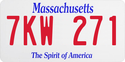 MA license plate 7KW271
