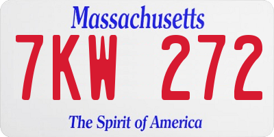 MA license plate 7KW272