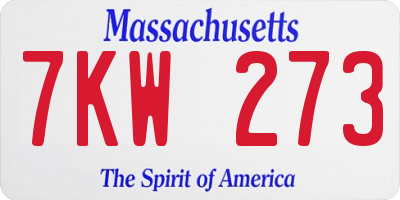 MA license plate 7KW273