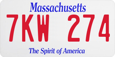 MA license plate 7KW274