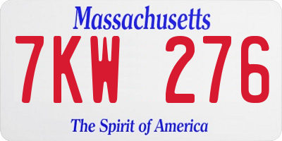 MA license plate 7KW276
