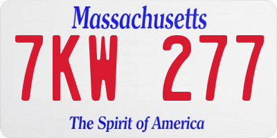 MA license plate 7KW277