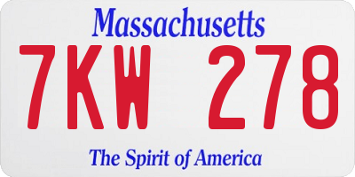 MA license plate 7KW278