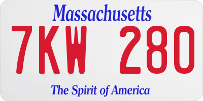 MA license plate 7KW280