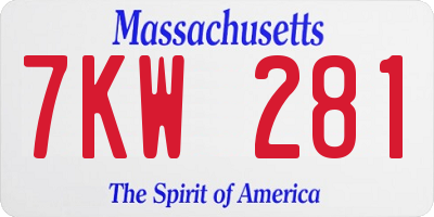 MA license plate 7KW281