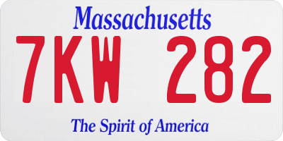 MA license plate 7KW282